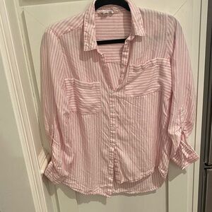 Beachlunchlounge Pink and White Striped Shirt